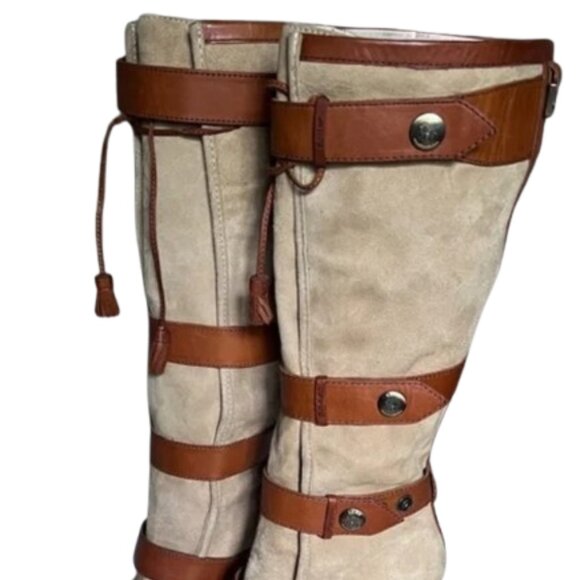 L.A.M.B. Suede & Leather Wedge Boots — Size 6 - Picture 5 of 14